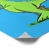 可愛いおもしろい緑tレックス恐竜の漫画 ポスター (角)