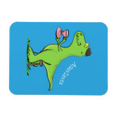 可愛いおもしろい緑tレックス恐竜の漫画 マグネット (横)