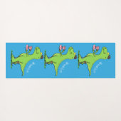 可愛いおもしろい緑tレックス恐竜の漫画 ヨガマット (裏面(横))