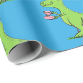 可愛いおもしろい緑tレックス恐竜の漫画 ラッピングペーパー (ロールコーナー)