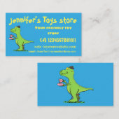 可愛いおもしろい緑tレックス恐竜の漫画 名刺 (正面/裏面)