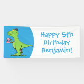 可愛いおもしろい緑tレックス恐竜の漫画 横断幕 (横)