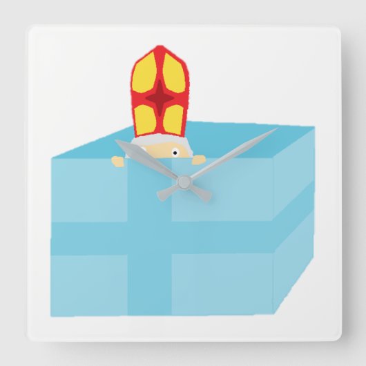 可愛いおもしろい聖ニコラスオランダシンタークラアスキッズアート スクエア壁時計 (正面)