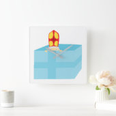 可愛いおもしろい聖ニコラスオランダシンタークラアスキッズアート スクエア壁時計 (ホーム)