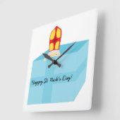 可愛いおもしろい聖ニコラスオランダシンタークラアスキッズアート スクエア壁時計 (傾斜)