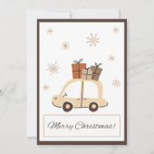 可愛いおもしろい車の雪のビジネスのクリスマスカード (正面)