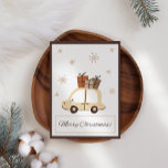 可愛いおもしろい車の雪のビジネスのクリスマスカード<br><div class="desc">かわいい車のクリスマスホリデーカード。メッセージを背面に追加する。</div>