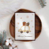 可愛いおもしろい車の雪のビジネスのクリスマスカード