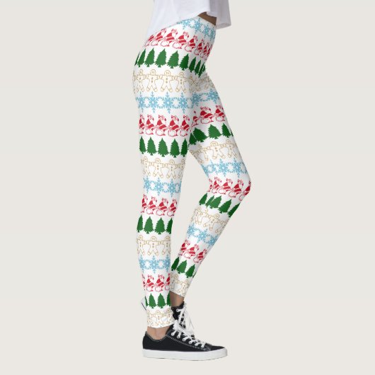 可愛いおもしろい醜いクリスマスセーター柄パーティー レギンス (右)