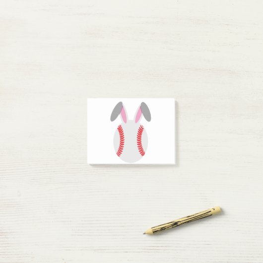 可愛いおもしろい野球うさぎイースターギフト ポストイット (デスク上)