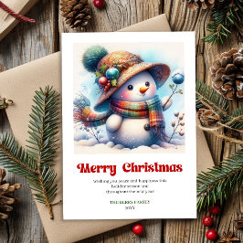 可愛いおもしろい雪だるまのクラシックなクリスマスグリーティング シーズンカード