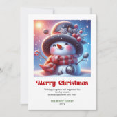 可愛いおもしろい雪だるまの水彩クリスマスグリーティング シーズンカード (正面)