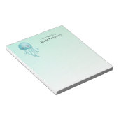 可愛いおもしろい青緑色クラゲ ノートパッド (アングル)