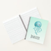 可愛いおもしろい青緑色クラゲ ノートブック (内部)