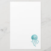 可愛いおもしろい青緑色クラゲ 便箋 (正面)