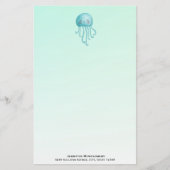 可愛いおもしろい青緑色クラゲ 便箋 (正面)