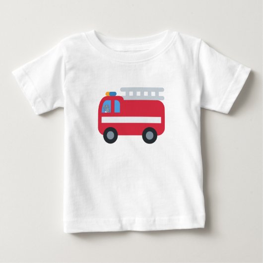 可愛いおもしろい駆動消防車新学期 ベビーTシャツ (正面)