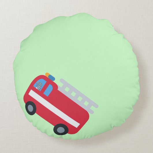 可愛いおもしろい駆動消防車新学期 ラウンドクッション (裏面)