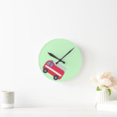 可愛いおもしろい駆動消防車新学期 ラウンド壁時計 (ホーム)