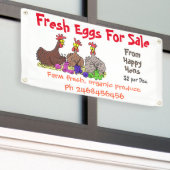 可愛いおもしろい鶏の卵の販売サイン 横断幕 (ビルの外側)