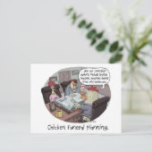 可愛いおもしろい鶏を使った鶏の葬儀計画 ポストカード (スタンド正面)