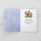 可愛いおもしろい鶏を願う記念日おめでとう カード (内部)