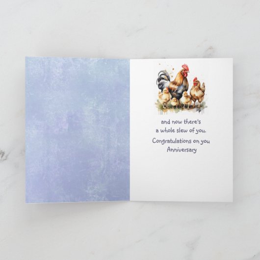 可愛いおもしろい鶏を願う記念日おめでとう カード (内部)