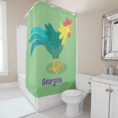 可愛いおもしろい鶏ガライラストレーション シャワーカーテン (インサイチュ)