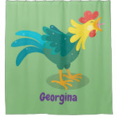 可愛いおもしろい鶏ガライラストレーション シャワーカーテン (正面)