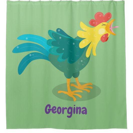 可愛いおもしろい鶏ガライラストレーション シャワーカーテン (正面)