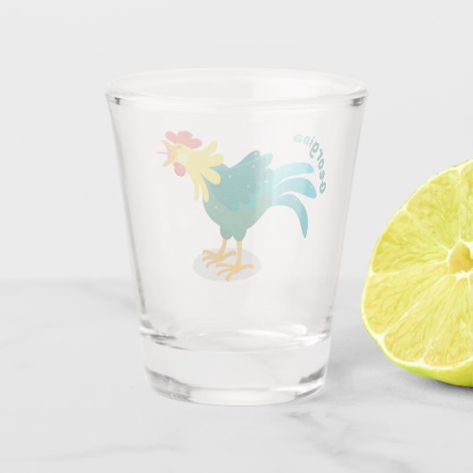 可愛いおもしろい鶏ガライラストレーション ショットグラス (裏面)