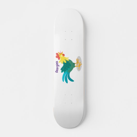 可愛いおもしろい鶏ガライラストレーション スケートボード (正面)
