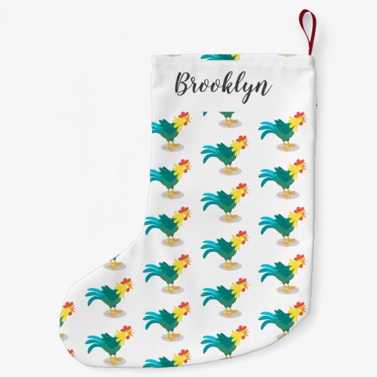 可愛いおもしろい鶏ガライラストレーション スモールクリスマスストッキング (裏面)