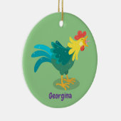 可愛いおもしろい鶏ガライラストレーション セラミックオーナメント (右)