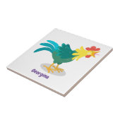 可愛いおもしろい鶏ガライラストレーション タイル (側面)