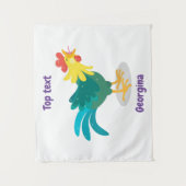 可愛いおもしろい鶏ガライラストレーション タペストリー (正面)