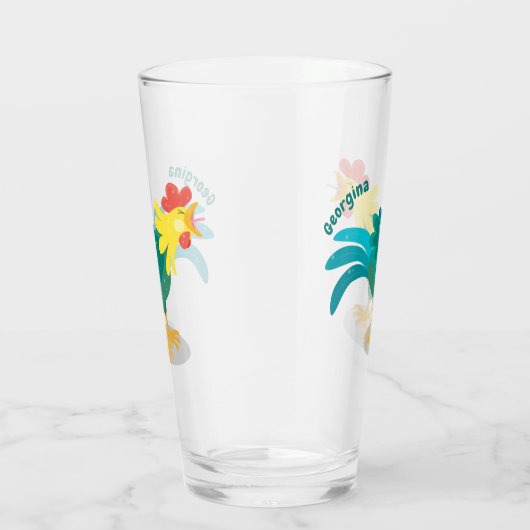 可愛いおもしろい鶏ガライラストレーション タンブラーグラス (右)