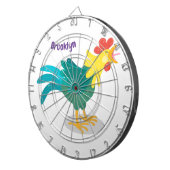 可愛いおもしろい鶏ガライラストレーション ダーツボード (正面右)