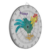 可愛いおもしろい鶏ガライラストレーション ダーツボード (正面左)