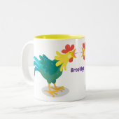 可愛いおもしろい鶏ガライラストレーション ツートーンマグカップ (正面左)