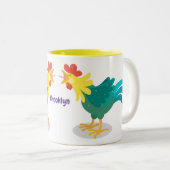 可愛いおもしろい鶏ガライラストレーション ツートーンマグカップ (正面右)