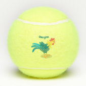 可愛いおもしろい鶏ガライラストレーション テニスボール (裏面)