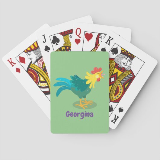 可愛いおもしろい鶏ガライラストレーション トランプ (裏面)