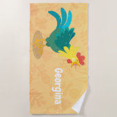 可愛いおもしろい鶏ガライラストレーション ビーチタオル (正面)