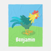 可愛いおもしろい鶏ガライラストレーション フリースブランケット (正面)