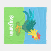 可愛いおもしろい鶏ガライラストレーション フリースブランケット (正面(横))