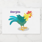 可愛いおもしろい鶏ガライラストレーション フードラベル (シングルラベル)