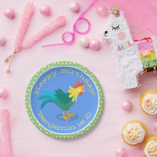 可愛いおもしろい鶏ガライラストレーション ペーパープレート (パーティー)