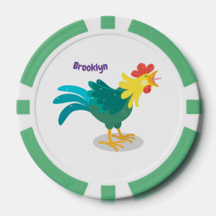 可愛いおもしろい鶏ガライラストレーション ポーカーチップ