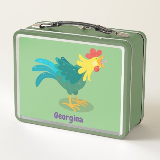 可愛いおもしろい鶏ガライラストレーション メタルランチボックス (裏面)